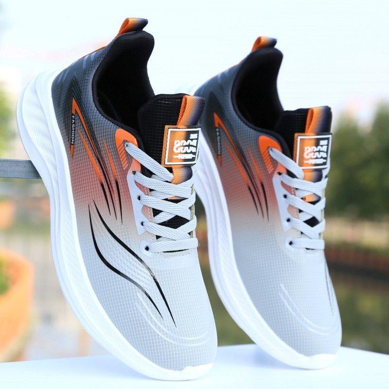 Running Shoes Men's Spring Shock-absorbing Sports Shoes Ultra-lightweight Student Running Shoes Leather Upper Teen Couple Shoes