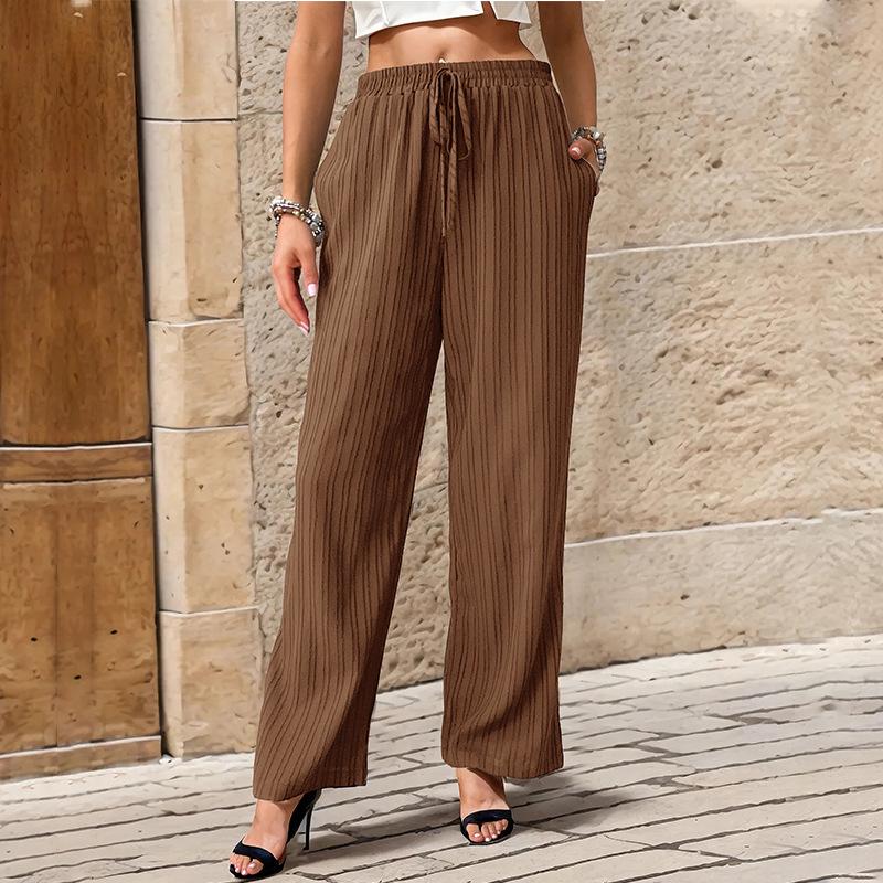 Women S High Waist Solid Color Pleated Wide Leg Casual Pants S