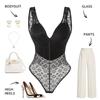 Women's Sexy Lace Sheer Bodysuit: Waist Slimming, Butt Lifting, and Body Shaping.