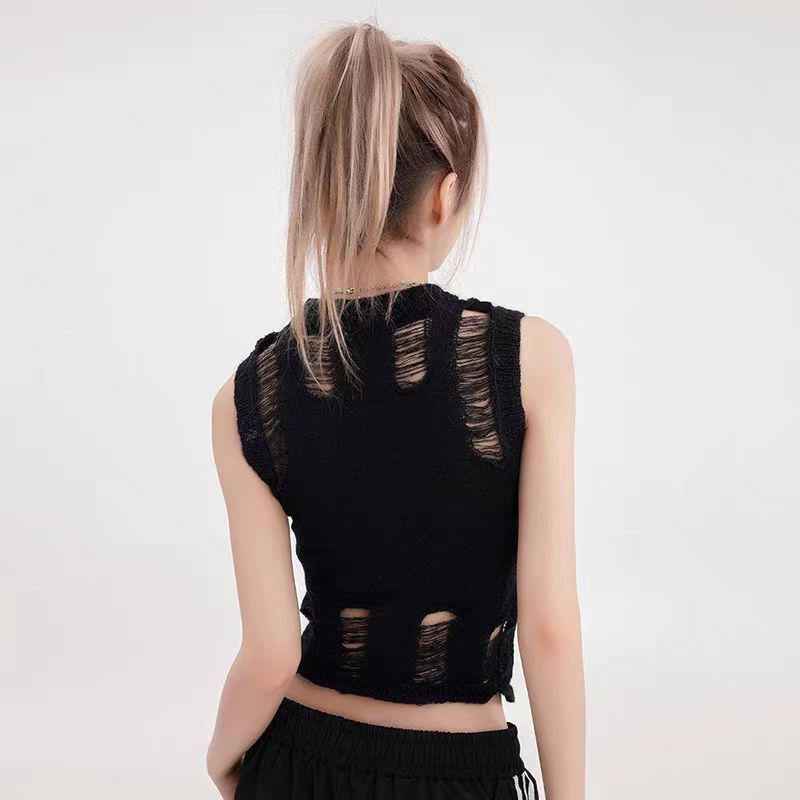 Women's Hollow-Out Knit Camisole - Bodycon, Short, Hot Girl Design