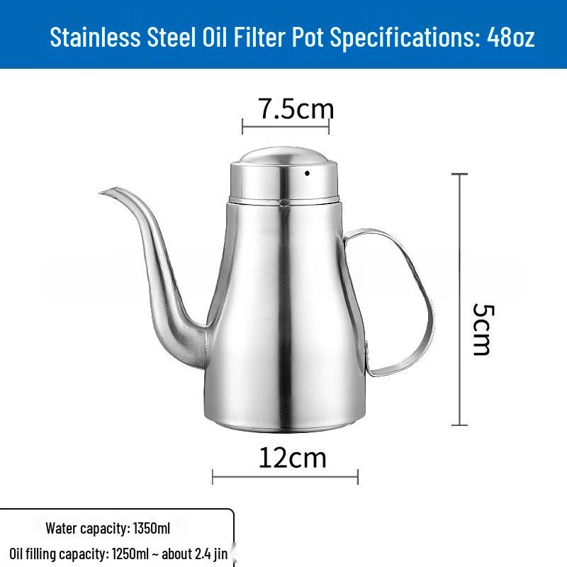 Uto 1250ML Stainless Steel Oil Pot with Strainer