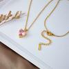 Stainless Steel Chain Simple Colorful Zircon Love Heart Pendant Necklaces for Women Girls Sweet Romantic Jewelry Gifts for Lover