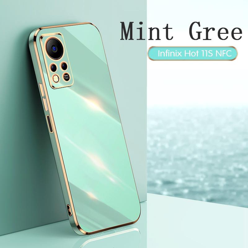 

Infinix Hot 11S NFC Чехол Защитный гальванический противоударный чехол Infinix Hot11S NFC Корпус Силиконовый ТПУ Мягкая задняя крышка Infinix Hot 11S NFC зелёный