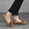Johnature Vintage Mieszane Kolory Ręcznie Robione Damskie Buty Miękka Podeszwa Płytkie Prawdziwej Skóry Kwadratowe Noski Płaskie Buty
