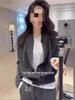 Grey 100% Pure Wool Cardigan Coat – Autumn/Winter Knit Cashmere Sweater