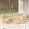 7 Pcs Garden Set with Cushions Solid Pine Wood