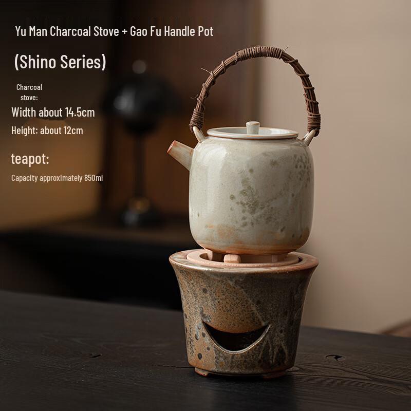 Retro Shino-ware Charcoal Tea Brazier Set