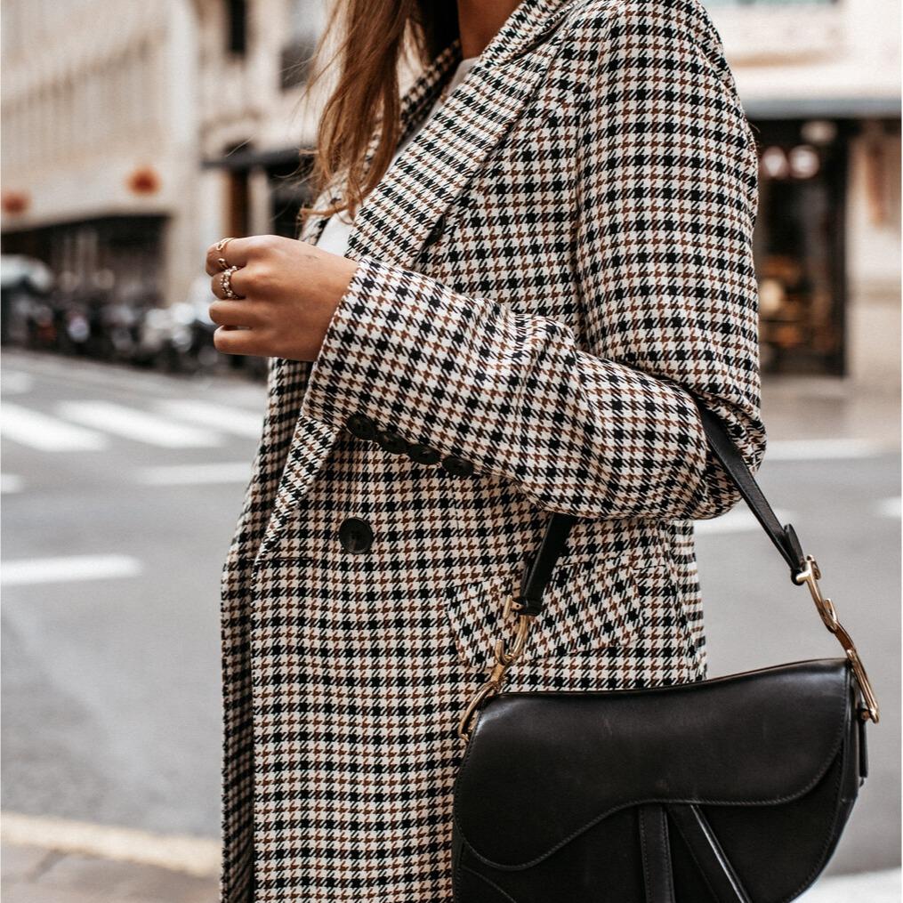 European and American Style Plaid Blazer
