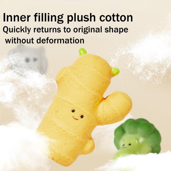 Squeaky Vegetable Dog Toy Broccoli Ginger Shape Dog Chew Toy Latex Interactive Puppy Teething Toy for Small Medium Dogs