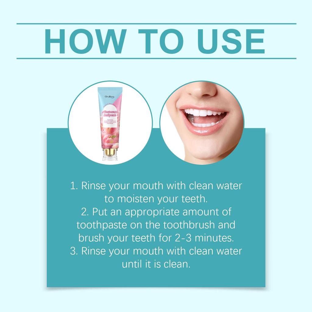 Polvere Sbiancante per Denti alla Nicotinamide Pulizia Rimuove Placca Macchie Tartaro Alito Fresco Igiene Orale Sbiancante Denti Dentifricio
