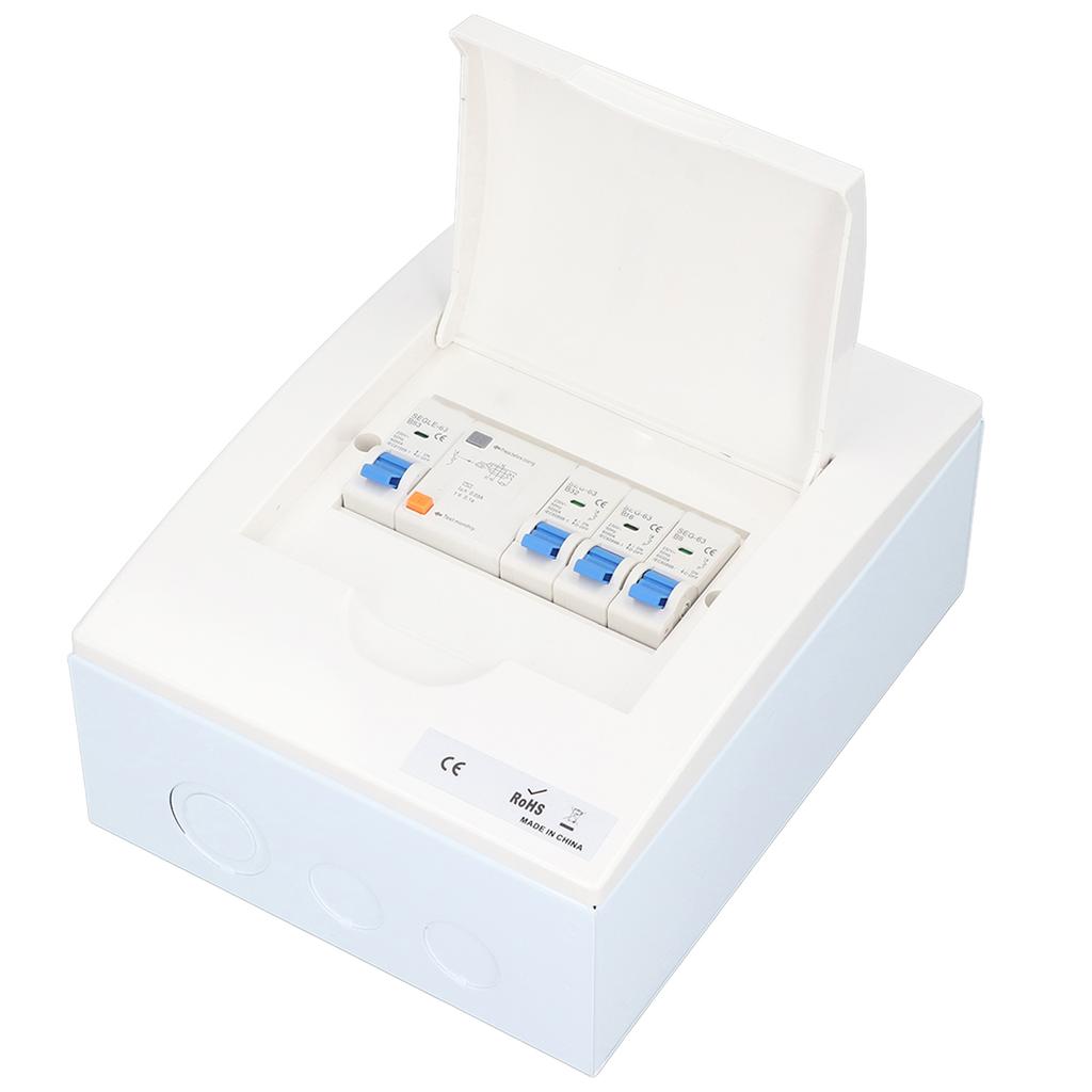 3 Way 230V Indoor Distribution Box UK Standard 3MCB (B6A+B16A+B32A) RCD (63A 1P+N) B Breaker