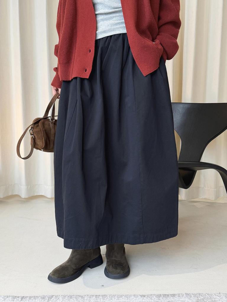 Louvre Korean Style High Waist Buttoned Elastic 3D Slimming Long Skirt - Women's Casual Spring Collection