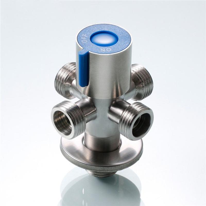 304 Stainless Steel Angle Valve for Bathroom One in Four out G1/2' Toilet Faucet Hand Bidet Sprayer