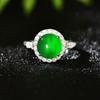 Natural Green Chalcedony Circular Rings for Women Silver 925 Inlaid with Diamonds Classic Fashion Ring Banquet Jewelry Gift