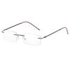 Reading Stylish Blue Light UV Size B1475 [FEISEDY] Women's Glasses, Rimless, Blocking, Protection, Ultra-Lightweight, Unisex, Black, 3.0