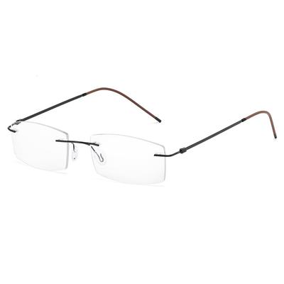 Reading Stylish Blue Light UV Size B1475 [FEISEDY] Women's Glasses, Rimless, Blocking, Protection, Ultra-Lightweight, Unisex, Black, 3.0