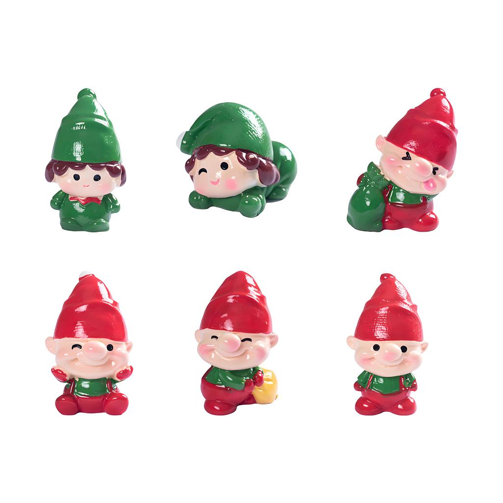 6Pcs Mini Christmas Elves Figurines Cute Elves Little People Decor For Diy Fairy Garden Christmas Tree Holiday Decor