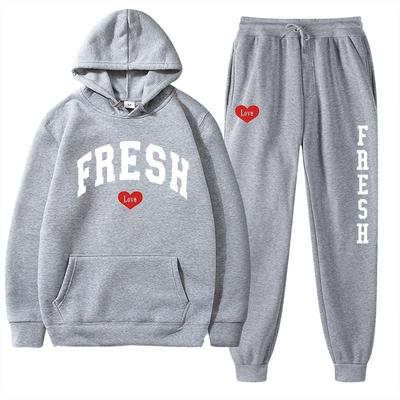 European Size Plus Fashion Printed Sweater Autumn and Winter Fleece Warm Hoodie Casual Sports Women's Suit