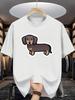 Sausage Dog Cartoon Pure Cotton Printed Summer New Fashion Trend Tshirt for Unisex and Unisex New Loose Casual Short Sleeve