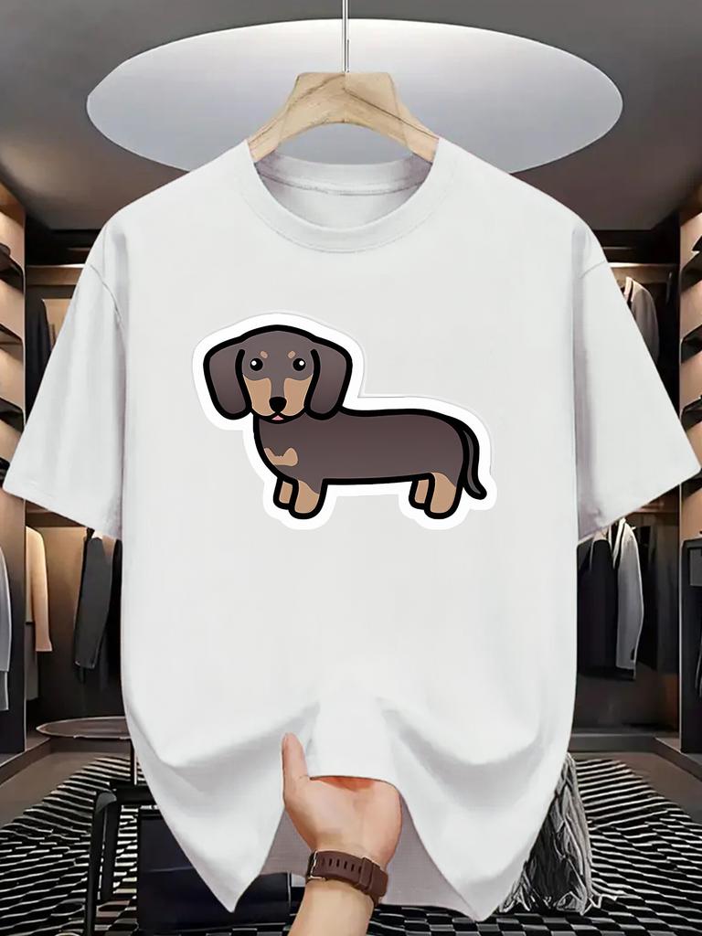 Sausage Dog Cartoon Pure Cotton Printed Summer New Fashion Trend Tshirt for Unisex and Unisex New Loose Casual Short Sleeve