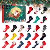 Weicher Baumwollstoff Weihnachtsdekoration 12 Paar Weihnachtssocken Adventskalender 2026, 24 Tage Countdown Weihnachtsmann Rentier Muster Geschenk mit Crew-Socken,