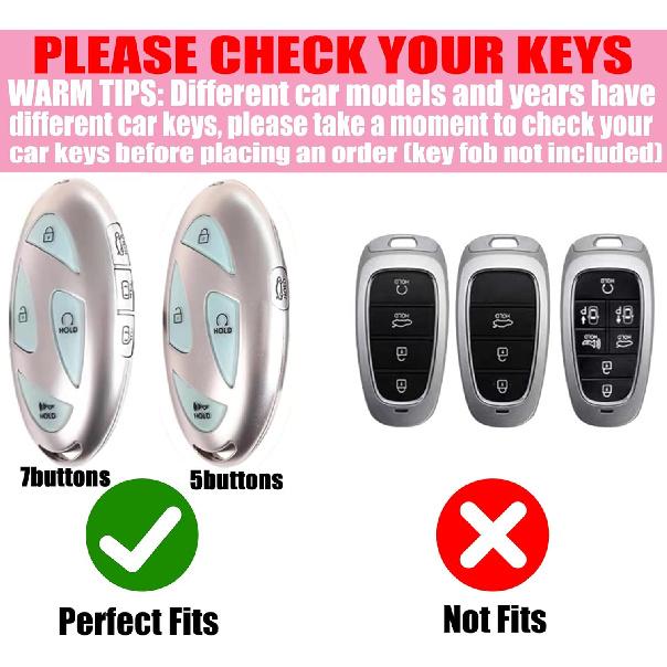 Key Fob Cover with Diamond Keychain Fit for Hyundai Car Key Holder Case Compatible with Hyundai Loniq 6 Grandeur GN7 KONA 2024 Smart Remote Key