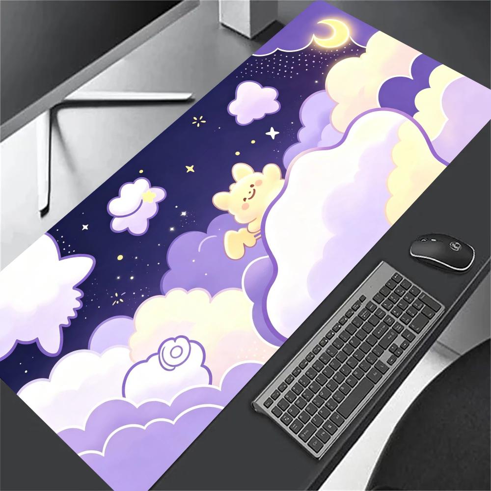 Cartoon Bear Purple Cloud Mouse Pad Large Anti Slip Rubber Desk Mat for Gaming Office Laptop Keyboard Pad Pc Accessories Gamer