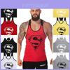 Colete Esportivo Masculino com Padrão do Superman em Tecido de Algodão para Treino de Verão e Estilo de Vida Ativo