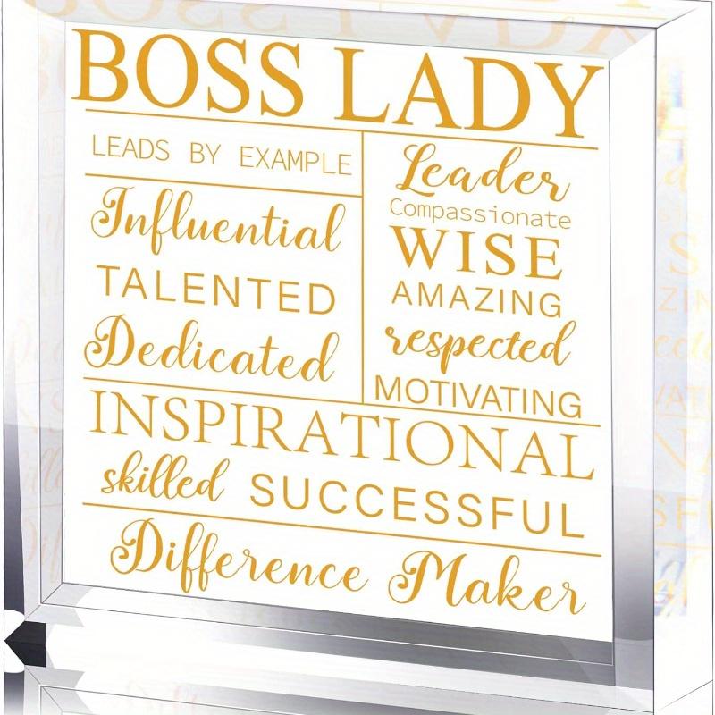 

Yalikop Boss Lady Gifts for Women: Acrylic Desk/Office Decor (Inspirational Quotes) – Boss Appreciation Keepsake, Paperweight. чистый