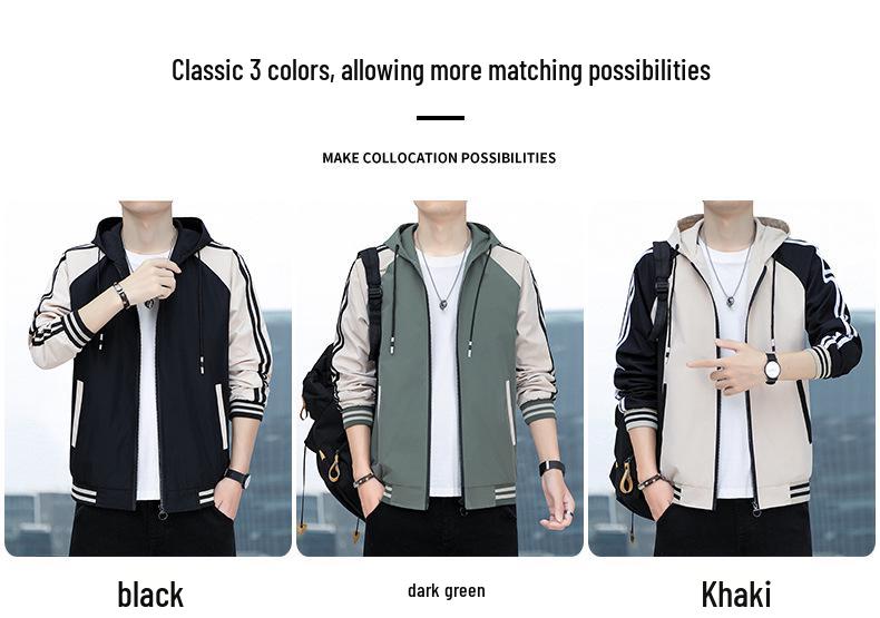 2024 Autumn Trendy Men's Hooded Jacket - Fashionable, Versatile, Youth Style