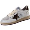 Women's Retro Patchwork Distressed Star Sneakers - Spring 2025, Casual Lace-Up Flat White Shoes