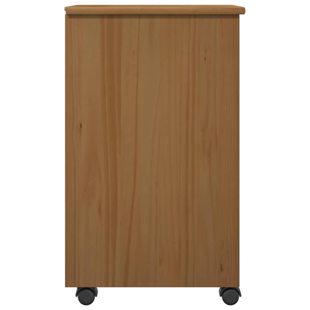 Honey Brown Rolling Cabinet 34 x 39 x 65.5 cm Solid Pine Wood