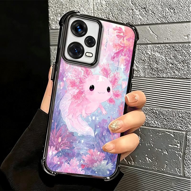 Axolotl Cartoon Cute Plating Phone Case For Xiaomi Redmi Note 14 15 Pro Plus 13 12 11 11S 11T 10 9S 9 5G Anti-Fall Airabag Cover