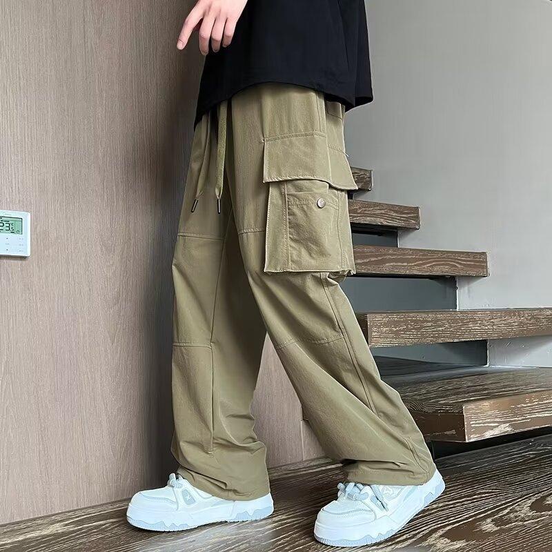 Splicing overalls men's autumn new loose multi-pocket straight wide-leg pants outdoor casual trousers cheap wholesale