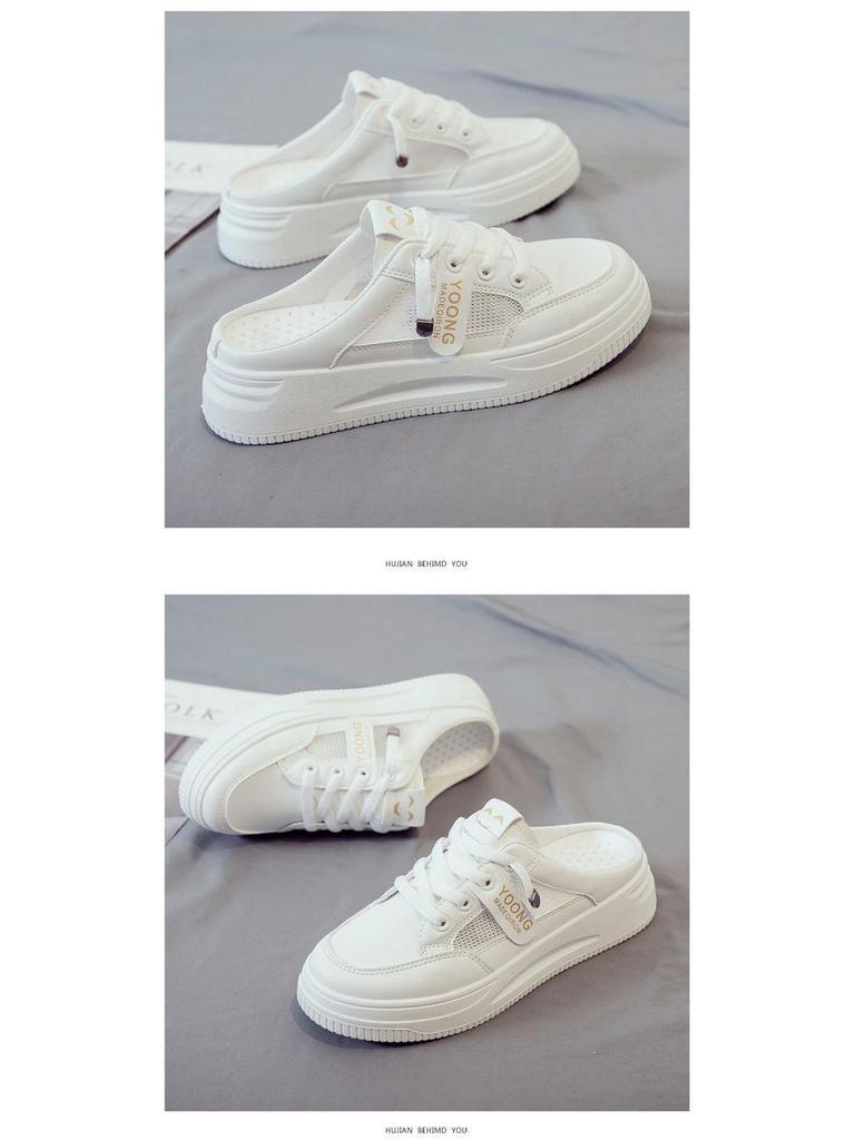 2022 Women's Trendy Half-Open Toe White Slippers - Casual Summer Cool Closed-Toe Fashion Footwear