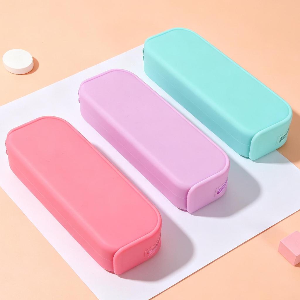 Multi-function Large Capacity Silicone Zipper Pencil Case, Student Stationery Bag