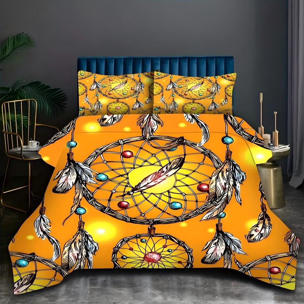 Comforter Bead Dreamcatcher Net 3D Printed Fashion Exotic Style Bedding Set Soft Comfortable Luxury