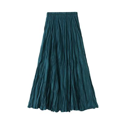 Pleated Midi Skirt for Women Chiffon Elastic High Waist Maxi Skirts Swing A-Line Boho Outfits Women's Casual Beach Vacation Flowy Pleated Long Skirts
