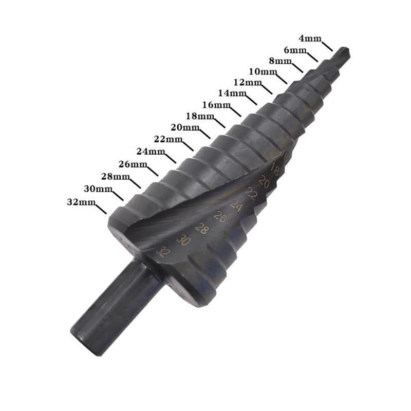 Spirals Grooved Peeling Drill with Round Shank, Sheet Metal Drill Bit, Step Drill for Metal, Taper Drill Diameter 4-32mm