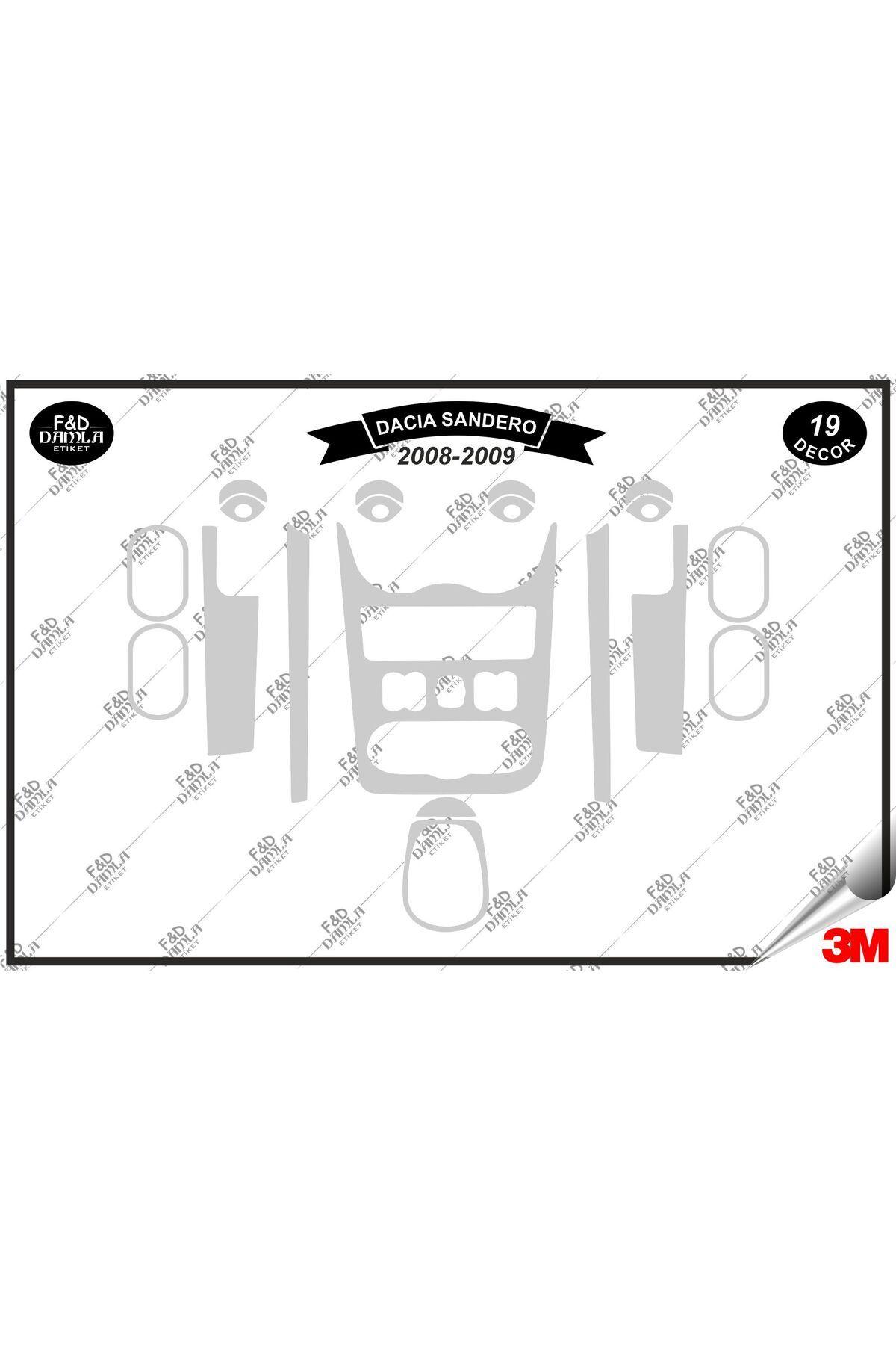 

Dacia Sandero 2008-2009 Torpido Konsol Trim Göğüs Maun Kaplama Set 19 Parça Gümüş