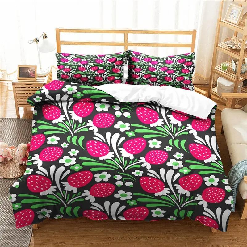 Tropical Fruit Duvet Cover Pineapple Watermelon Orange Bedding Set Lemon Strawberry Comforter Cover King For Kids Adults Decor