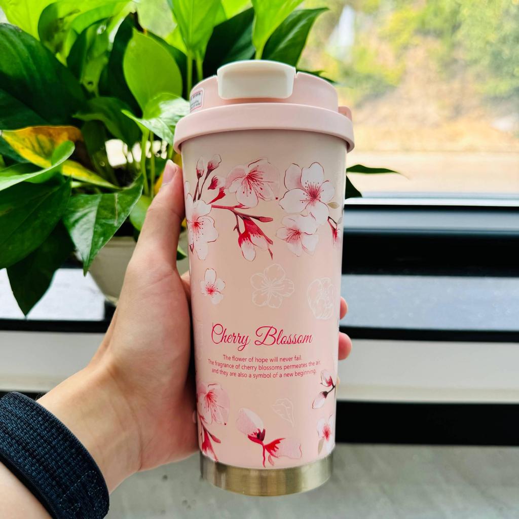 Konvalinka Nerezový Izolovaný Cestovní Hrnek - Dámský Dvojitý Nápojový Hrnek na Kávu a Vodu, Vysoce Hodnotný Tištěný Design