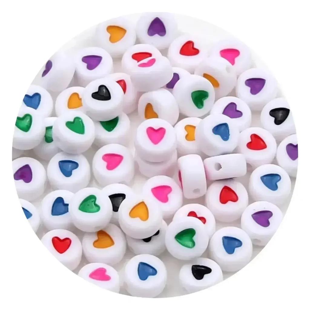 100-500PCS Love Heart Beads Acrylic Colorful Loose Spacer Beads for Jewelry Making DIY Handmade Bracelet Earrings Accessories