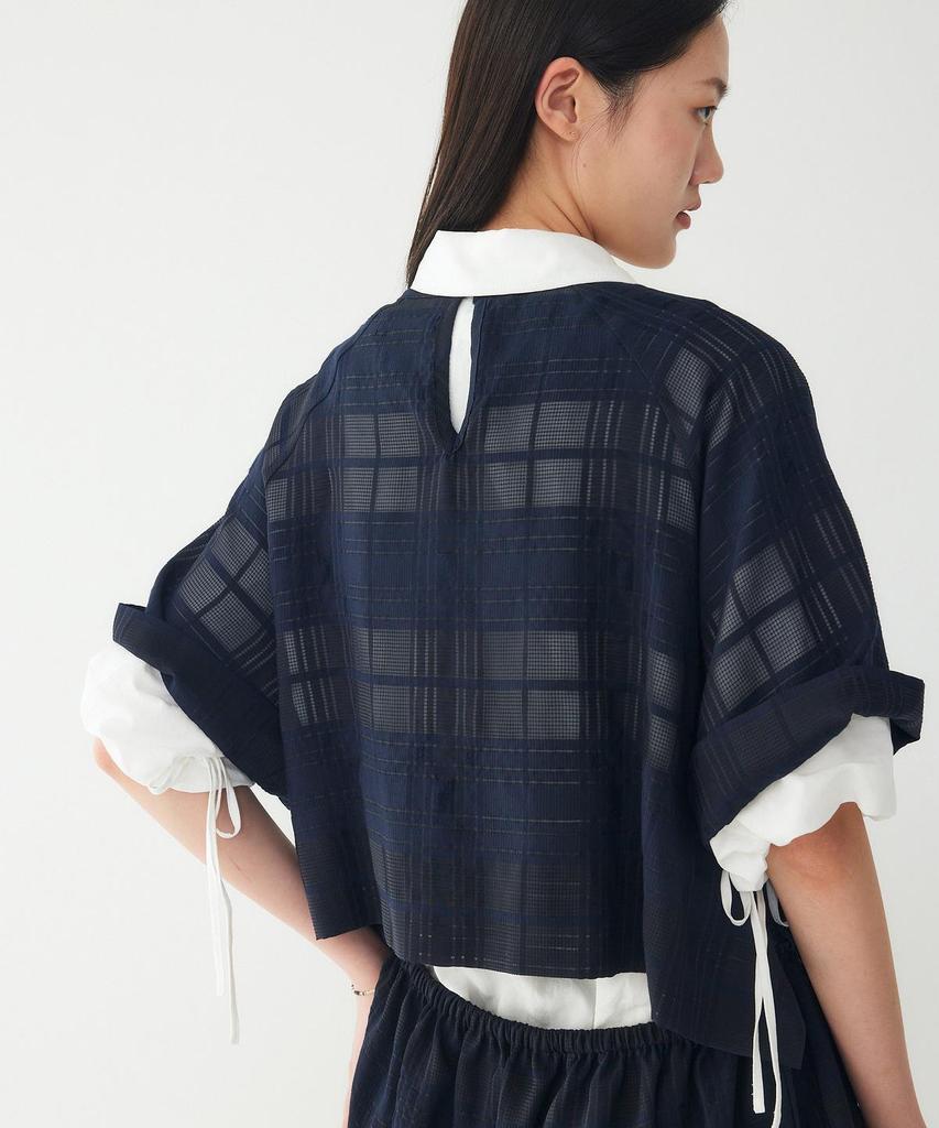 STUDIO TOMBOY Backless See-Through Check Dress_Dark Navy 9106241204