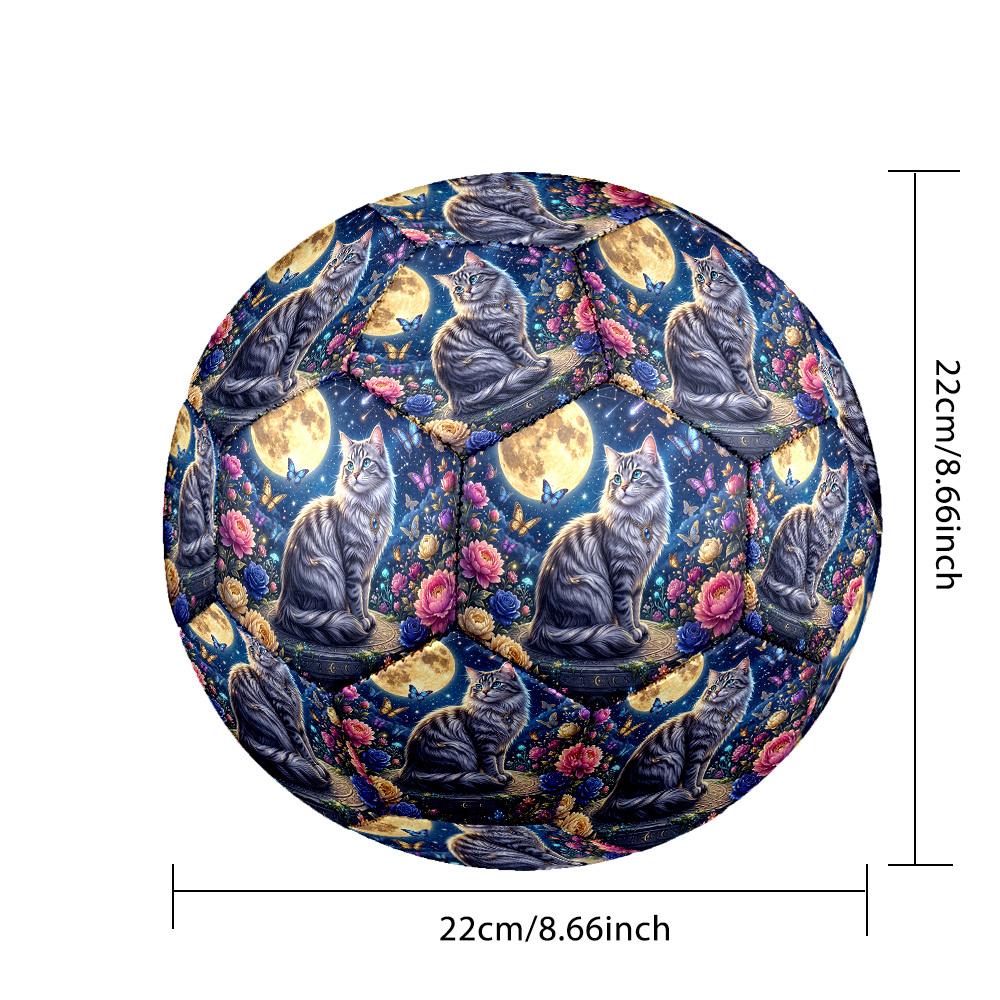 1pc Moonlit Garden Cat Theme Soccer Ball Football, Size 5, Lightweight PVC, Durable Outdoor Training Soccer Ball, Gift M61459