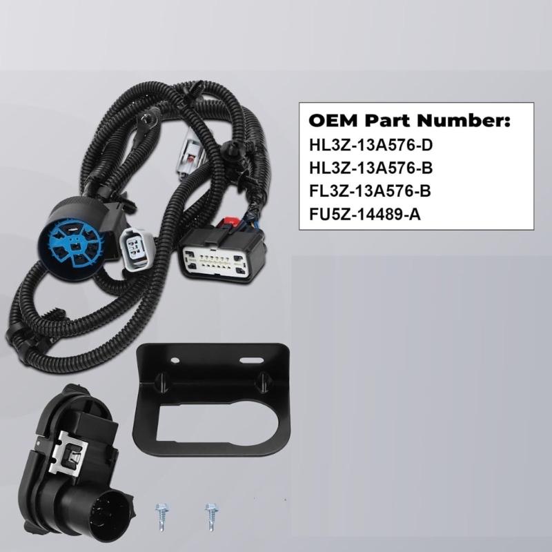 Rear Bumper Tow Connector Wiring Harness HL3Z-13A576-D HL3Z-13A576-B for 2015-2020 Replacement Hitch Wire Kit