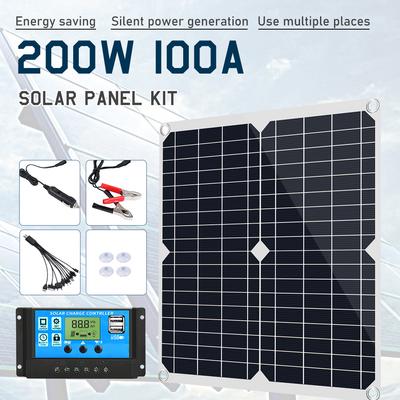 200W flexibilní solární panel sada 100A 12V baterie Výkonný nabíjecí regulátor Pro domácí osvětlení Solární systém Venkovní obytný vůz Karavan Loď