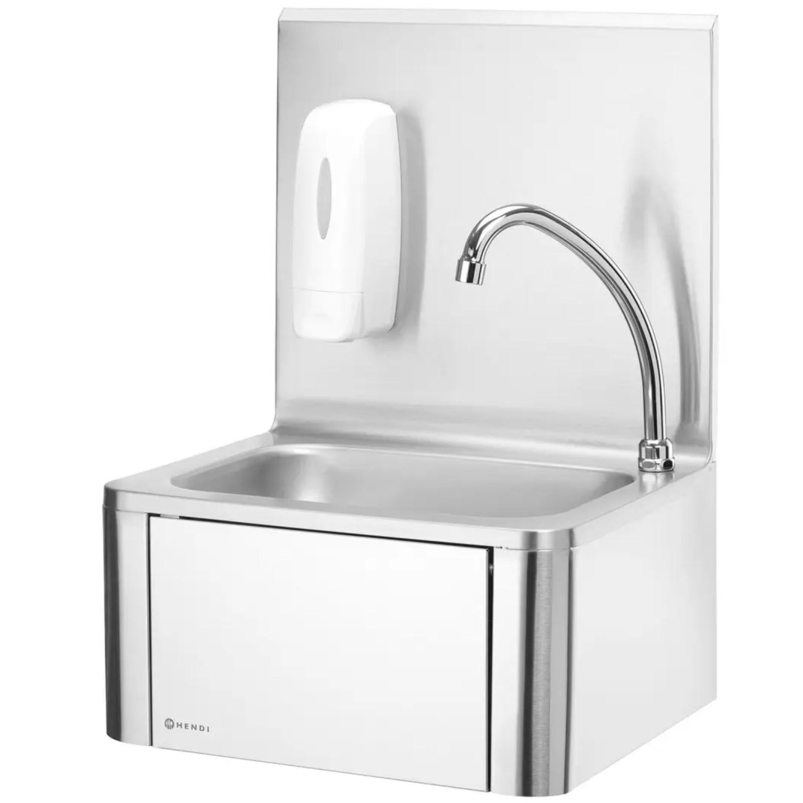 Handgehaltenes, berührungsloses, kniebedientes Spülbecken aus Edelstahl - Hendi 810309