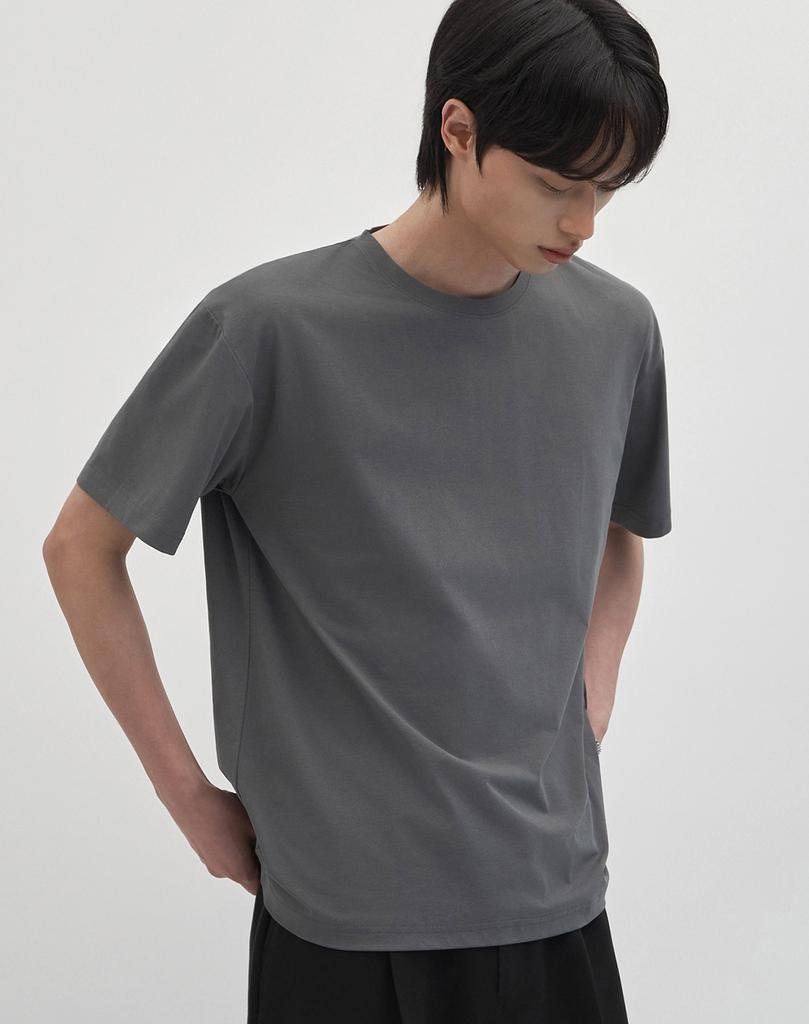 WORK ON BODY OFF (Regular) Airbit Cooling Solid Semi-Overfit Short Sleeve T-Shirt [Charcoal]