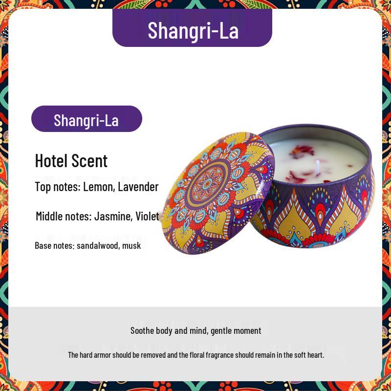 Ethnic Style Aromatherapy Candle Gift Set with Tinplate Dried Flowers